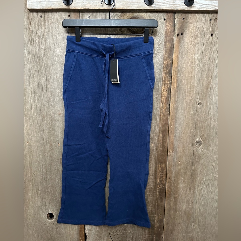 Monrow Wide Leg Crop Lounge Swaets / Pants in Light Navy Blue Size XS